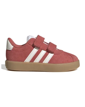 Pantofi sport Court 3.0 de piele intoarsa cu velcro, Alb/Portocaliu stins