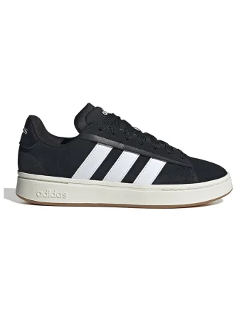 Pantofi sport Grand Court Alpha de piele intoarsa, Negru stins/Alb optic