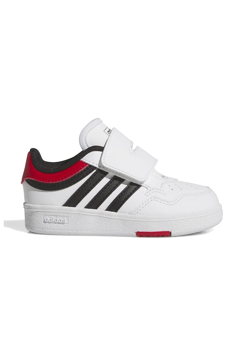 Pantofi sport de piele ecologica cu velcro Hoops 4.0, Negru/Alb optic/Rosu vermillion