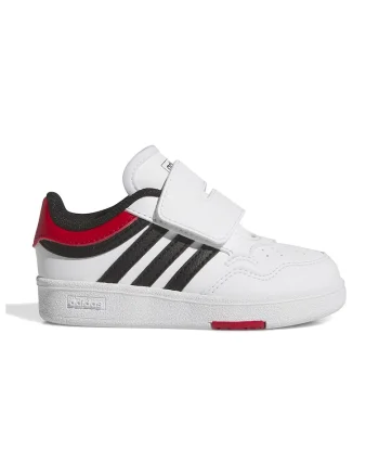 Pantofi sport de piele ecologica cu velcro Hoops 4.0, Negru/Alb optic/Rosu vermillion