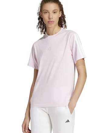 Tricou din bumbac cu decolteu la baza gatului, Alb/Roz pal
