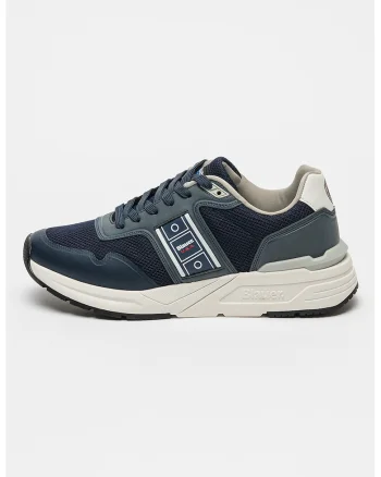 Pantofi sport cu insertii de piele ecologica Ray, Bleumarin