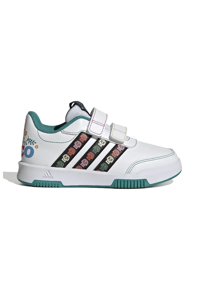 Pantofi sport cu velcro si garnituri cu imprimeu, Negru/Alb optic/Verde persan