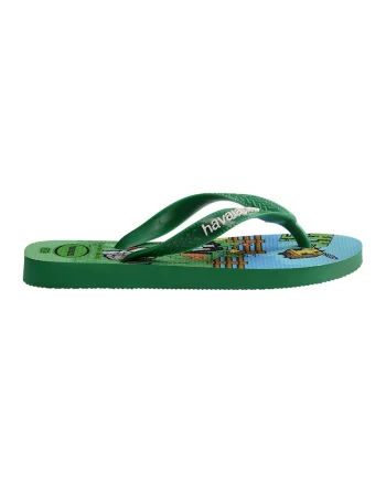 Papuci flip-flop din cauciuc Minecraft, Alb/Verde padure