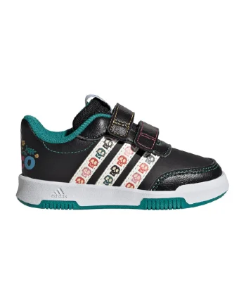 Pantofi sport cu velcro si garnituri din material sintetic, Alb/Negru/Verde aquamarin