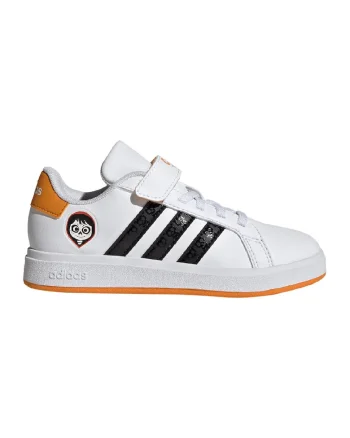 Pantofi sport Grand Court, Alb/Negru/Portocaliu