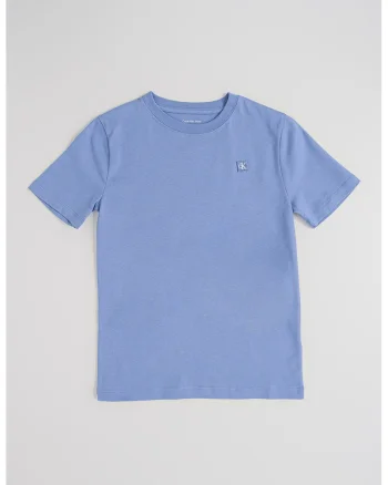 Tricou din bumbac organic cu aplicatie logo discreta, Albastru pastel