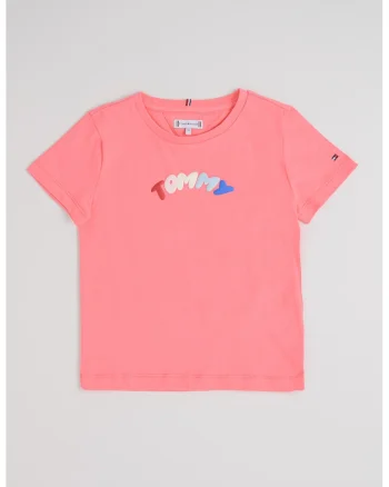 Tricou de bumbac cu imprimeu logo cauciucat, Roz aprins