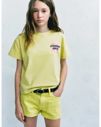 Tricou lejer cu imprimeu text, Verde fistic
