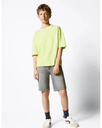 Tricou lejer de bumbac cu imprimeu pe spate, Verde fistic