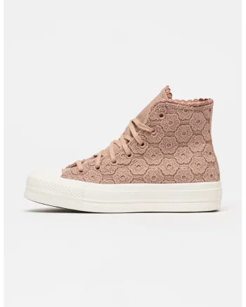 Tenisi cu dantela crosetata Chuck Taylor All Star Lift, Roz prafuit