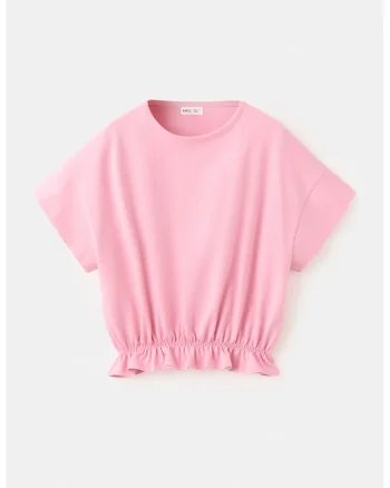 Tricou lejer cu terminatie cu volane, Roz pastel