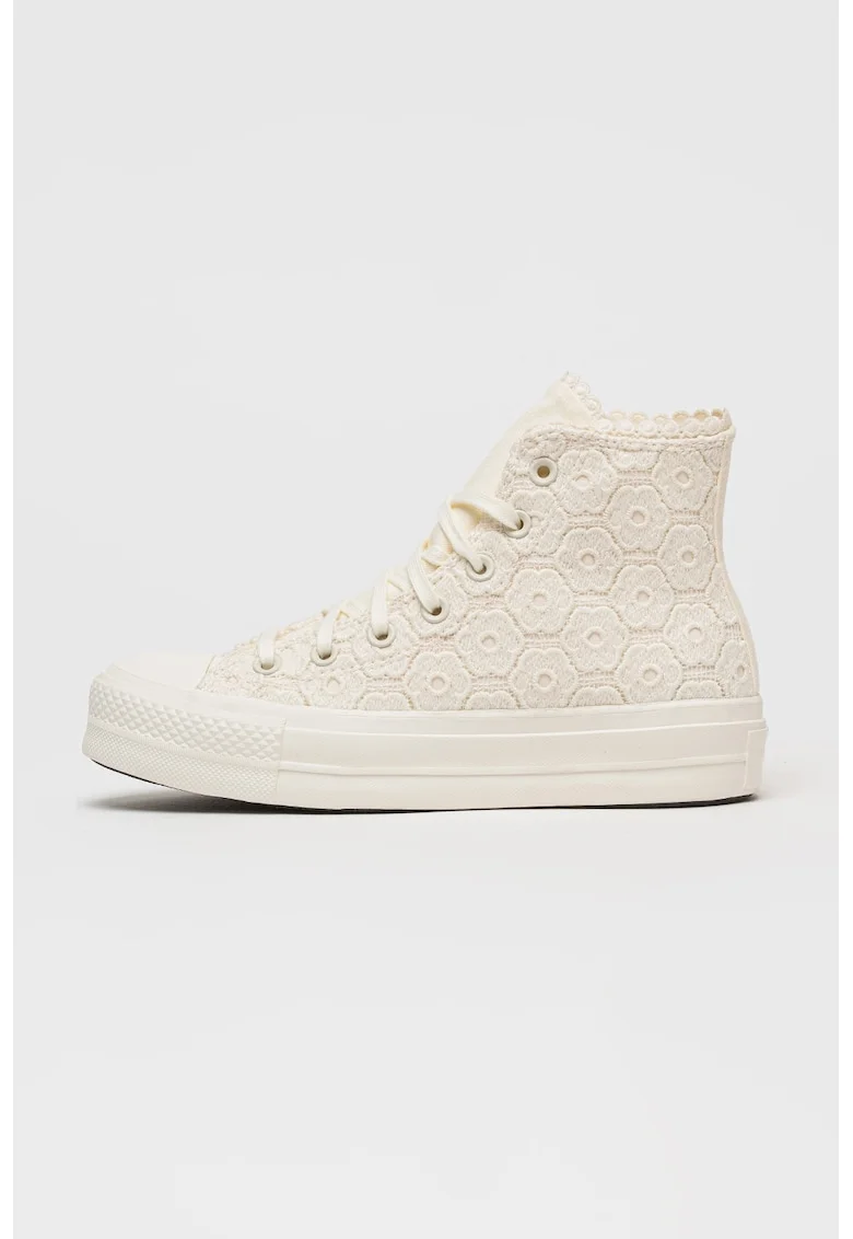 Tenisi cu dantela crosetata Chuck Taylor All Star Lift, Alb fildes