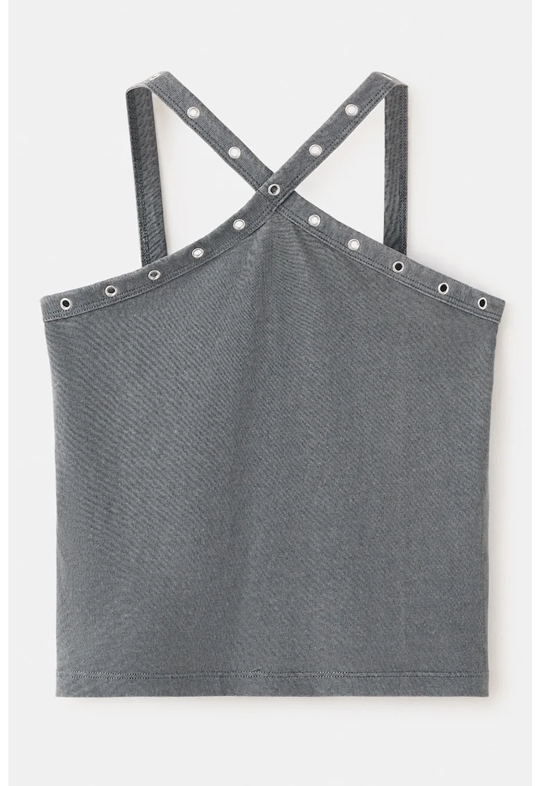 Top crop cu anouri metalice, Gri