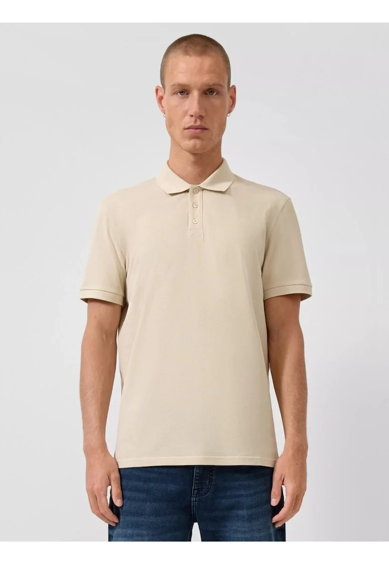 Q/S by s.Oliver Tricou polo barbati, din bumbac piqué, Regular fit, Bej