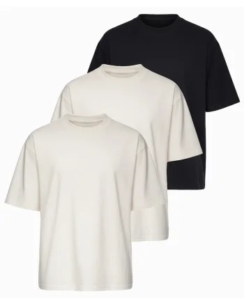 Tricou barbati cu croiala loose fit din jersey elastic, Alb/Negru