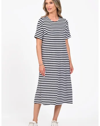 Rochie Dama,  A-Line V394, Alb/Bleumarin