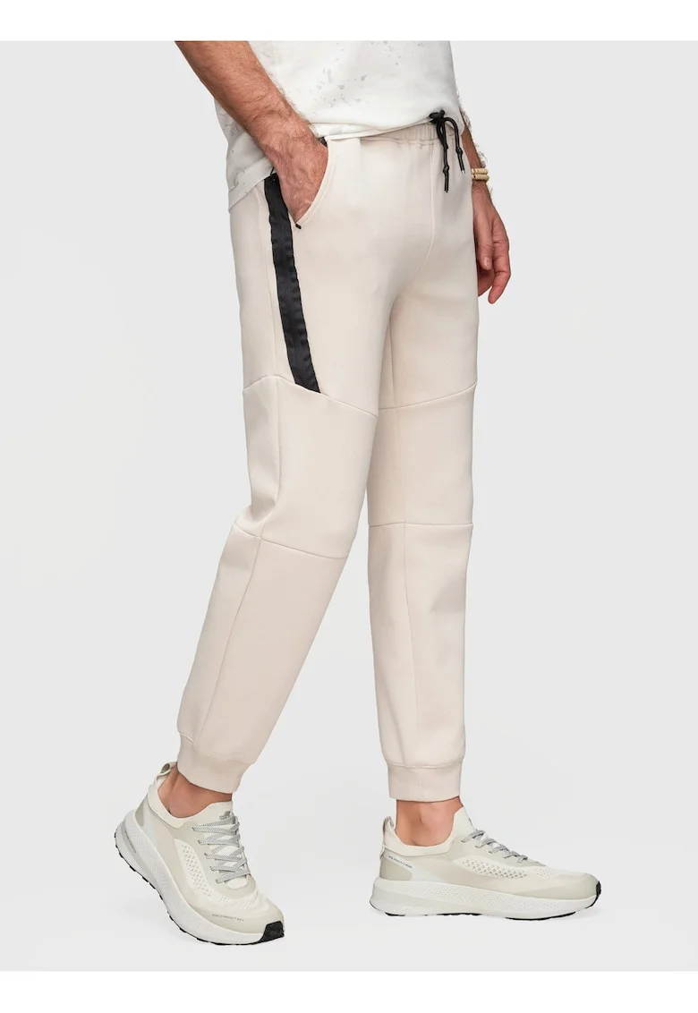 Pantaloni jogger cu elastic si buzunare laterale, Bej nisip