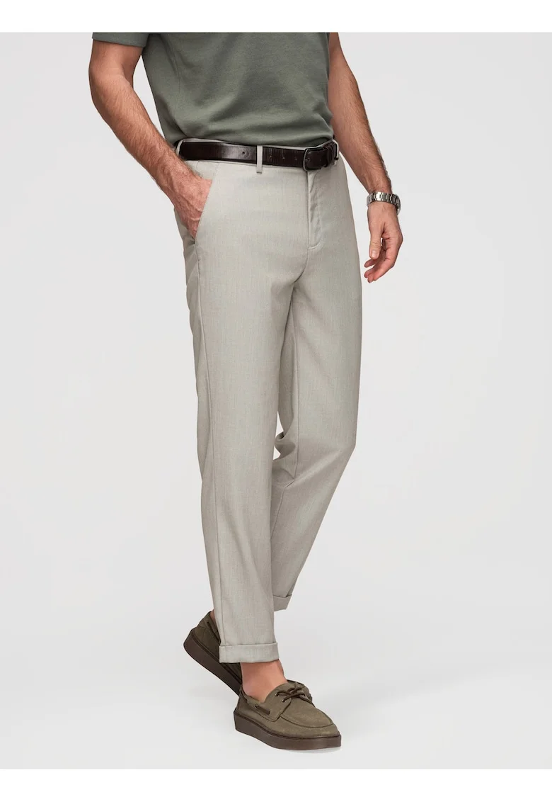 Pantaloni chino cu detalii elegante si material rezistent, Gri deschis