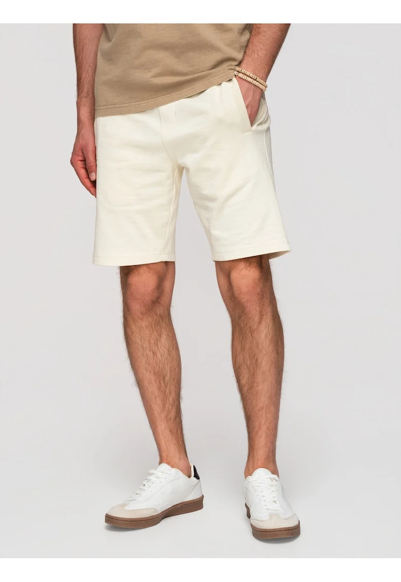 Pantaloni scurti din bumbac cu croiala lejera, Crem