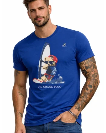 Tricou casual cu logo, Albastru