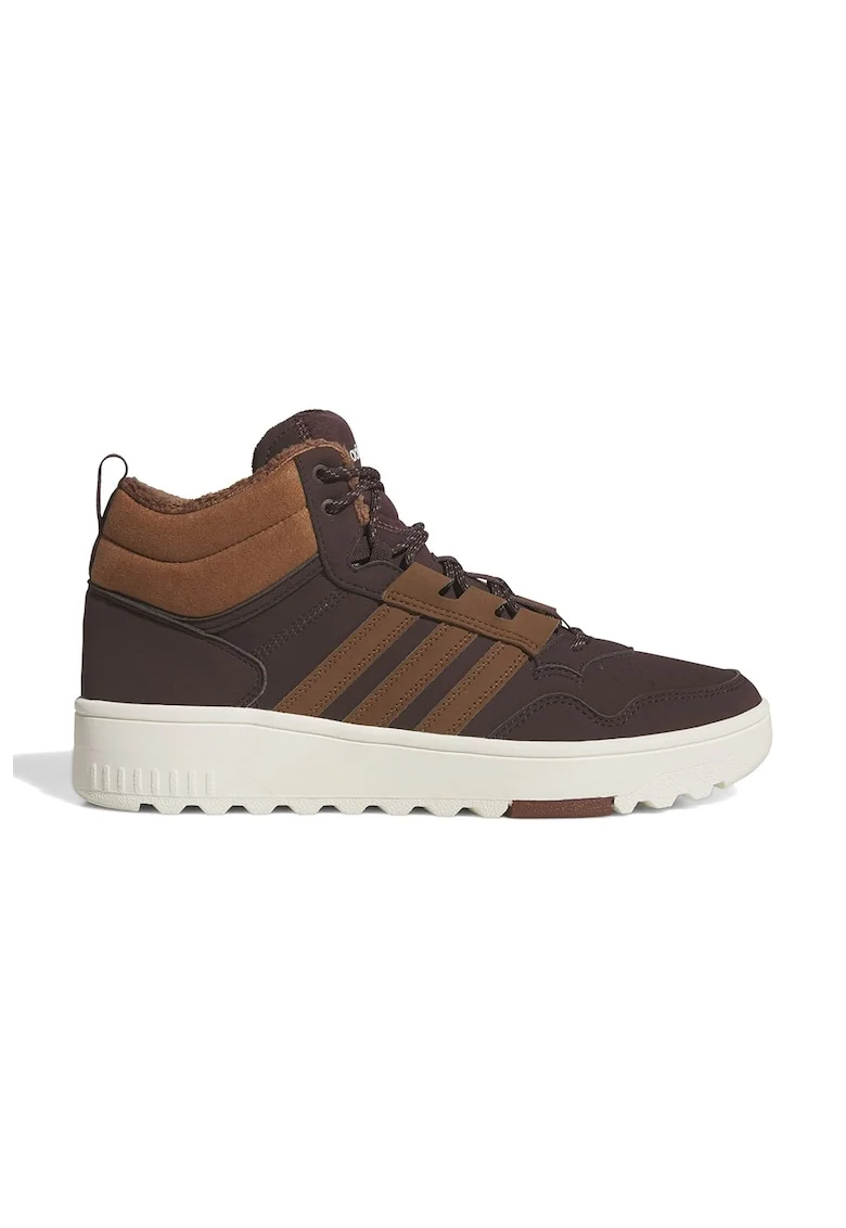 Pantofi sport mid-high de iarna cu detaliu logo Hoops 4.0, Maro