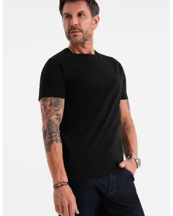 Tricou uni cu decolteu la baza gatului, Negru