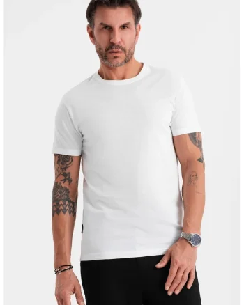 Tricou uni cu decolteu la baza gatului, Alb optic