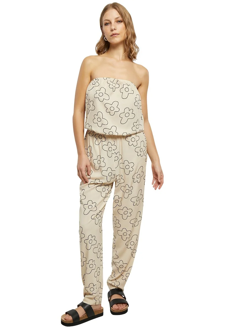 Salopeta cu imprimeu floral, Negru/Crem