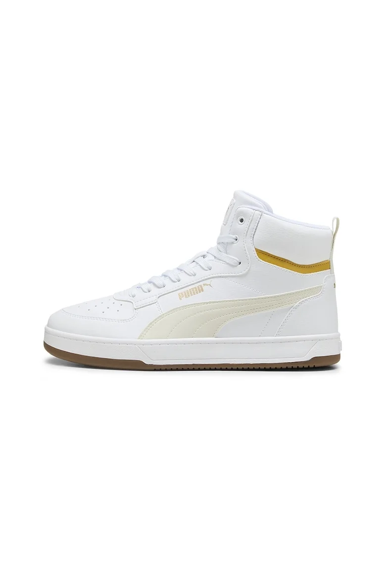 Pantofi sport mid-high de piele ecologica cu model unisex Caven 2.0, Alb optic/Bej deschis