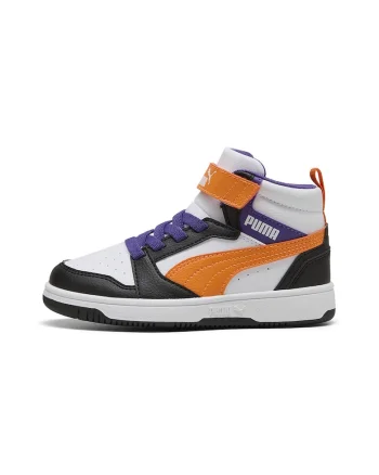 Pantofi sport mid-cut cu velcro Rebound V6, Alb/Portocaliu mandarina/Albastru indigo