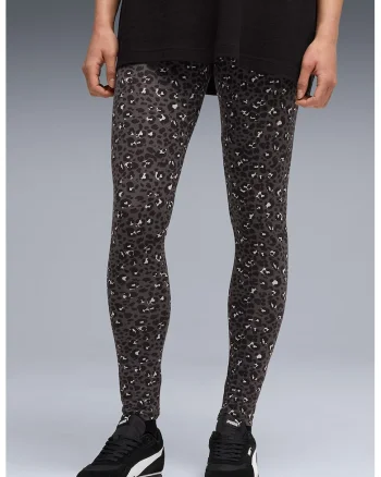 Colanti cu model animal print ESS GRAPHIC, Negru