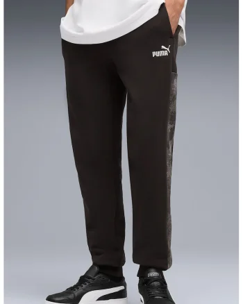 Pantaloni de trening din amestec de bumbac cu buzunare laterale, Negru