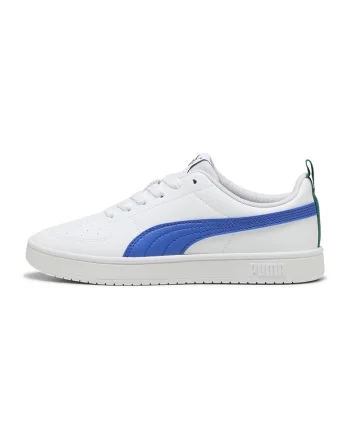 Pantofi sport Rickie low-cut din piele ecologica cu perforatii, Alb/Verde englez/Albastru indigo