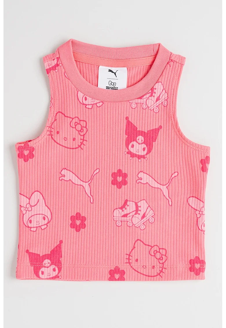 Top striat cu imprimeu Hello Kitty&Friends, Fucsia
