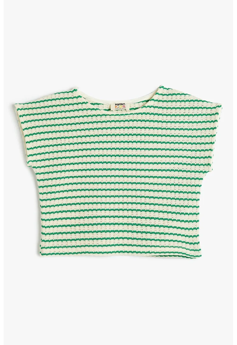 Bluza tricotata cu decolteyu la baza gatului, Verde/Verde pal