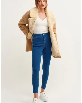 Blugi crop skinny, Albastru