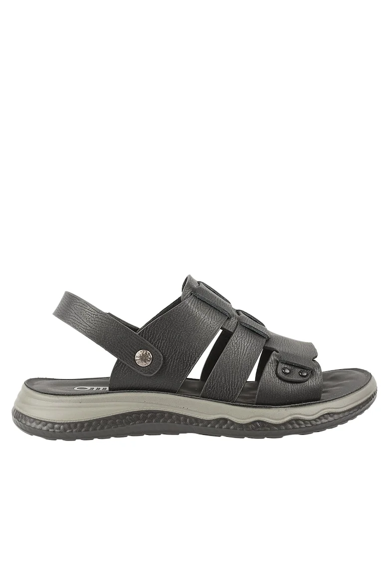 Sandale casual, barbati,  FM60002B, negru, piele naturala, Negru