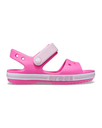 Sandale cu velcro si logo, Roz deschis