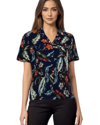 SuperDry, Camasa cu maneca scurta si model tropical