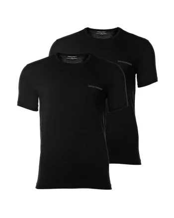 Set de tricouri de bumbac cu logo - 2 piese, Negru