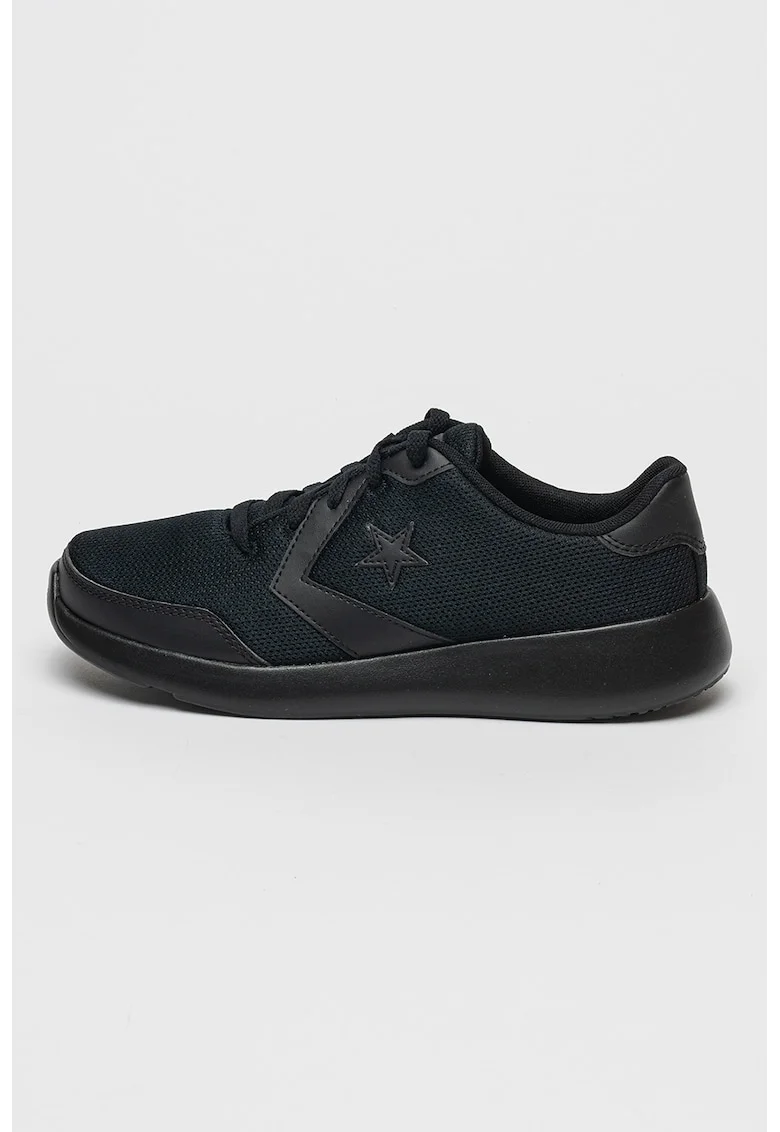 Pantofi sport din plasa cu insertii din piele ecologica Unisex Day One, Negru