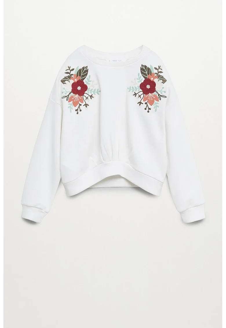Bluza sport de bumbac organic, cu broderii florale Flori