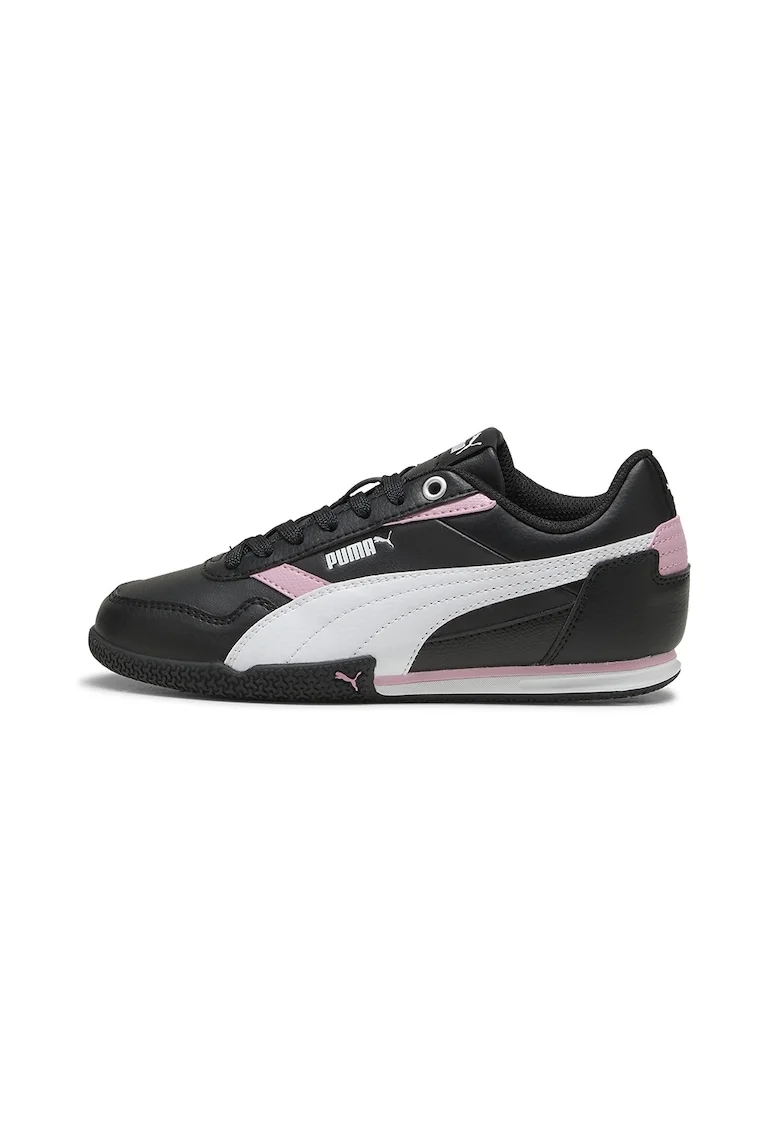 Pantofi sport Bella Donna din piele ecologica cu logo, Alb/Negru/Roz