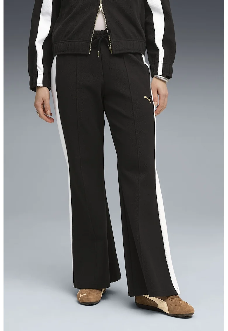 Pantaloni de trening cu talie medie, Alb/Negru