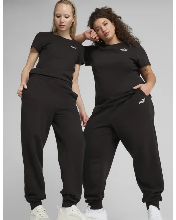 Pantaloni de trening relaxed-fit cu logo brodat discret, Negru