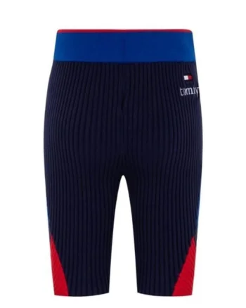 Pantaloni scurti cu aspect tricotat si striatii,