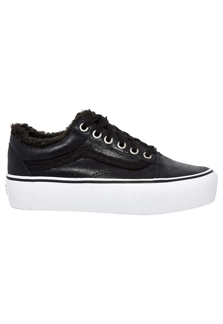 Tenisi dama,  Old Skool Platform, Piele ecologica, Negru,