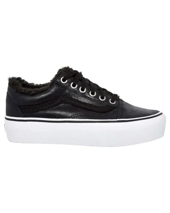 Tenisi dama,  Old Skool Platform, Piele ecologica, Negru,