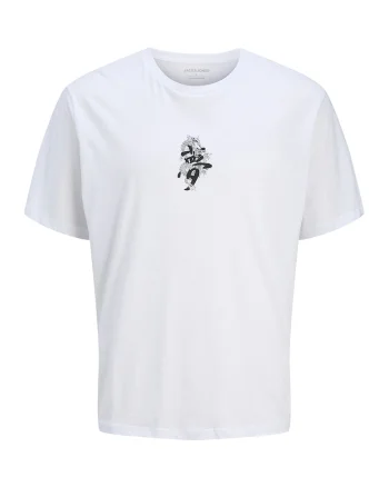 Tricou cu imprimeu si decolteu la baza gatului, Negru stins/Alb optic